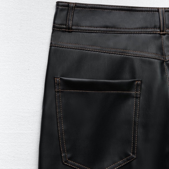 FAUX LEATHER STRAIGHT LEG PANTS - Picture 9 of 9